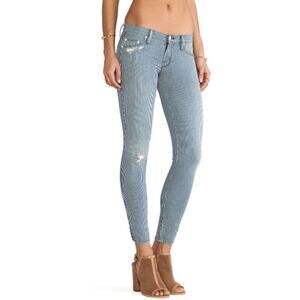 Mother Women's The Vamp Skinny Jean On the Road Destroy Railroad Stripe Size 27